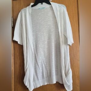 Maurices Ivory Open-Front Short-Sleeve Cardigan